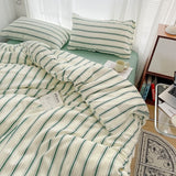 Xpoko Minimalist Green Striped Sage Bedding Set