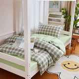 Xpoko Sage Green Plaid Dorm Bedding Set