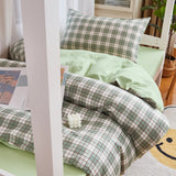 Xpoko Sage Green Plaid Dorm Bedding Set