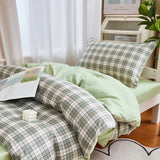 Xpoko Sage Green Plaid Dorm Bedding Set