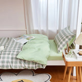 Xpoko Sage Green Plaid Dorm Bedding Set