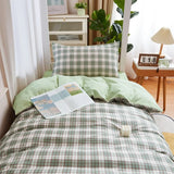 Xpoko Sage Green Plaid Dorm Bedding Set