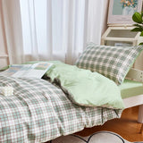 Xpoko Sage Green Plaid Dorm Bedding Set