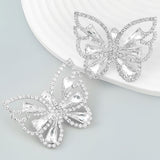 Xpoko Crystal Butterfly Earrings with Shimmery Silver Plating