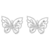 Xpoko Crystal Butterfly Earrings with Shimmery Silver Plating