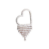 Xpoko Rhinestone Fringe Heart Dangle Earrings Silver