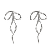 Xpoko Christmas Gifts Silver Bow Earrings