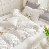 Xpoko Soft Crumpled Ruffle Bedding Set