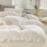 Xpoko Soft Crumpled Ruffle Bedding Set