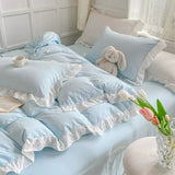 Xpoko Soft Crumpled Ruffle Bedding Set