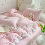 Xpoko Soft Crumpled Ruffle Bedding Set