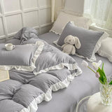 Xpoko Soft Crumpled Ruffle Bedding Set