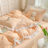 Xpoko Soft Crumpled Ruffle Bedding Set