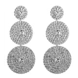 Xpoko Crystal Circle Triple Drop Earrings Silver