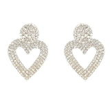 Xpoko Heart Shape Drop Earrings with Sparkly Crystal Details - Silver