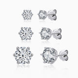 Xpoko Sparkly Silver Moissanite Solitaire Stud Earrings Set