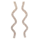 Xpoko Silver Long Drop Earrings with Sparkly Wavy Rhinestone Embellishments