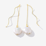 Xpoko Threader Earrings with Spiral Wire and Baroque Pearl Drop