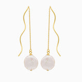 Xpoko Threader Earrings with Spiral Wire and Baroque Pearl Drop