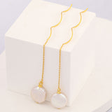 Xpoko Threader Earrings with Spiral Wire and Baroque Pearl Drop