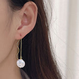 Xpoko Threader Earrings with Spiral Wire and Baroque Pearl Drop