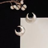 Xpoko Metallic Brushed Satin Crescent Moon Studs