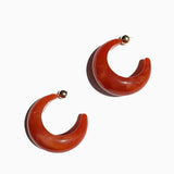 Xpoko Ruby Crescent Moon Chunky Hoop Earrings