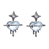 Xpoko Christmas Gifts Saturn Star Heart Earrings