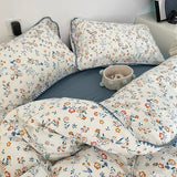 Xpoko Stitched Edge Blue Wildflowers Bedding Set