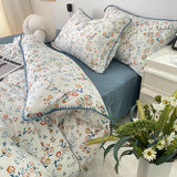 Xpoko Stitched Edge Blue Wildflowers Bedding Set