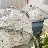 Xpoko Stitched Edge Blue Wildflowers Bedding Set