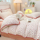 Xpoko Stitched Edge Red Cherries Bedding Set