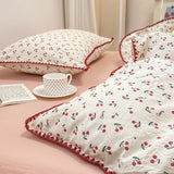 Xpoko Stitched Edge Red Cherries Bedding Set