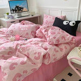 Xpoko Sweet Girl Pink Leopard Print Bedding Set