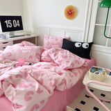 Xpoko Sweet Girl Pink Leopard Print Bedding Set