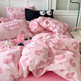 Xpoko Sweet Girl Pink Leopard Print Bedding Set