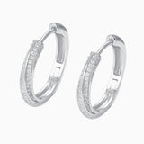 Xpoko Pave Moissanite Round Cut Sterling Silver Hinge Hoop Earrings