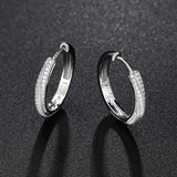 Xpoko Pave Moissanite Round Cut Sterling Silver Hinge Hoop Earrings