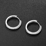 Xpoko Pave Moissanite Round Cut Sterling Silver Hinge Hoop Earrings