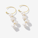 Xpoko Sterling Silver Plated Two Tone Baroque Pearl C Hoop Drop Earrings