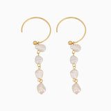 Xpoko Sterling Silver Plated Two Tone Baroque Pearl C Hoop Drop Earrings