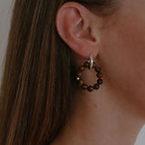 Xpoko Tigers Eye Beaded Multiway Drop Hoop Earrings