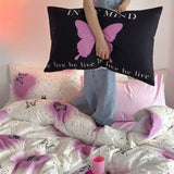 Xpoko Vintage Butterflies Y2K Aesthetic Bedding Set