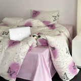 Xpoko Vintage Butterflies Y2K Aesthetic Bedding Set