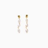 Xpoko Vintage Dripping Pearl Linked Drop Earrings White