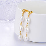 Xpoko Vintage Dripping Pearl Linked Drop Earrings White