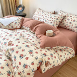 Xpoko Vintage Coquette Red Roses Bedding Set