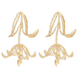 Xpoko Exaggerated Tulip Flower Drop Earrings in Vintage Polished Plating