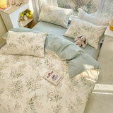 Xpoko Vintage Pale Floral Print Bedding Set