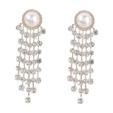 Xpoko Pearl and Crystal Chandelier Earrings in Gold